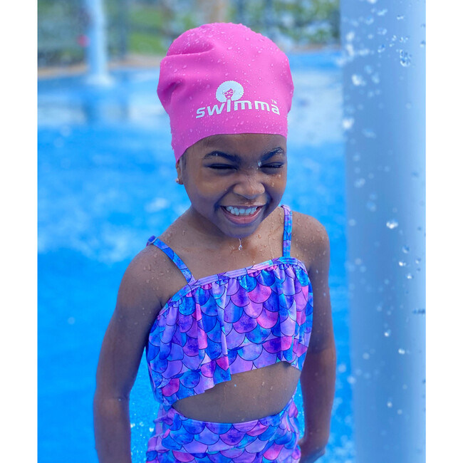 Afro-kids MIDI Swimcap, Green - Swim Caps - 3