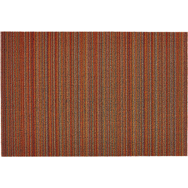 Skinny Stripe Shag Floor Mat, Orange