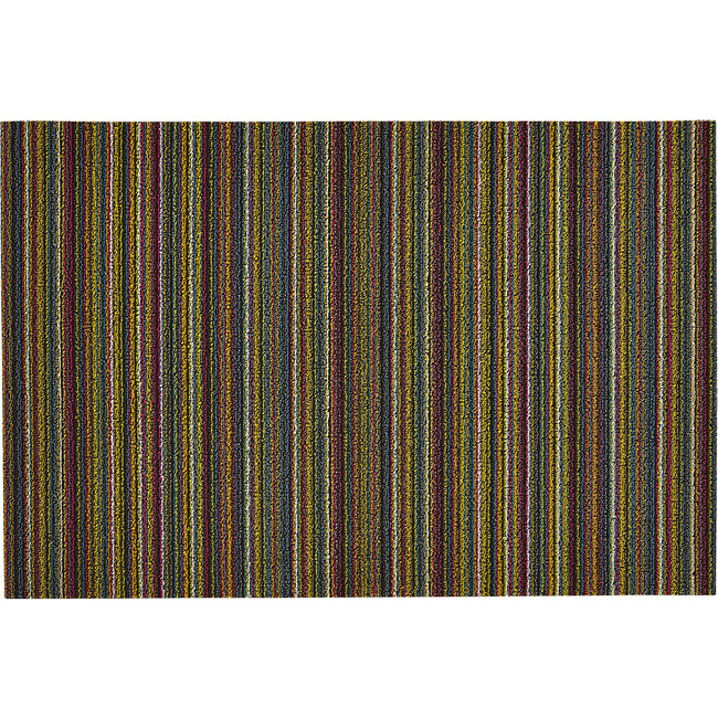 Skinny Stripe Shag Floor Mat, Bright Multi