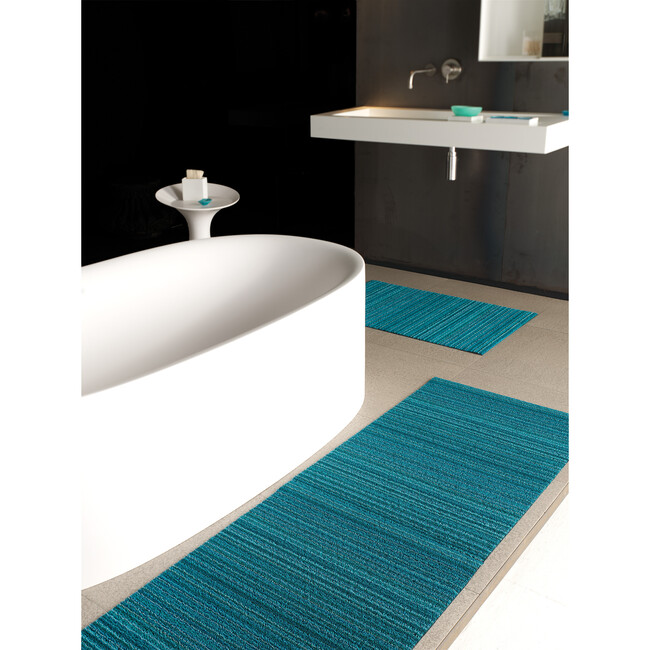 Skinny Stripe Shag Floor Mat, Turquoise - Rugs - 4