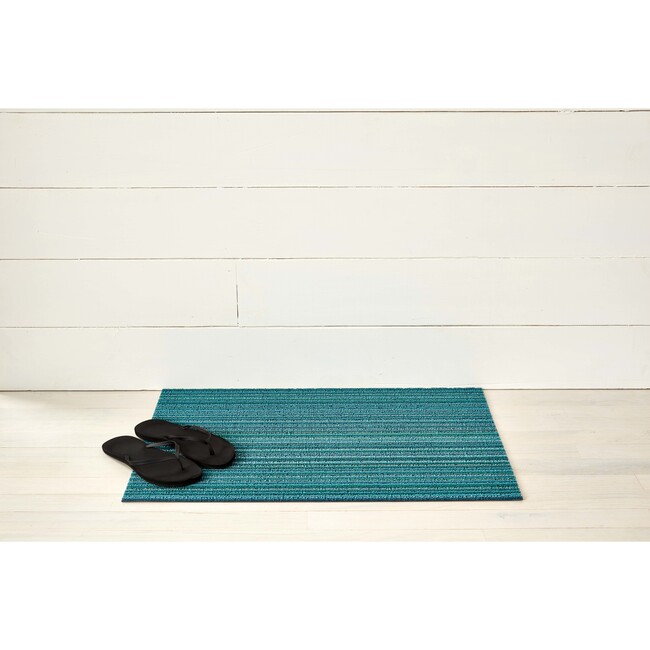 Skinny Stripe Shag Floor Mat, Turquoise - Rugs - 5