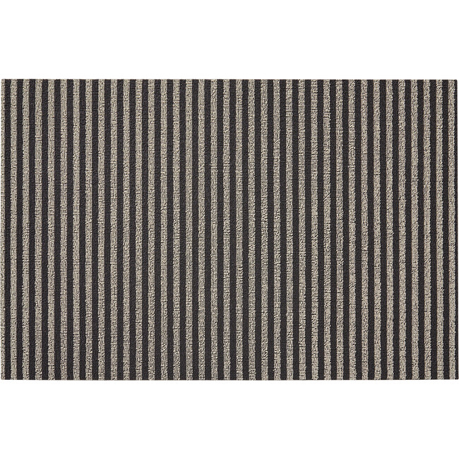 Breton Stripe Shag Floor Mat, Gravel - Rugs - 1