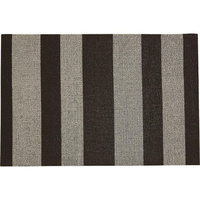 Bold Stripe Shag Floor Mat, Pebble