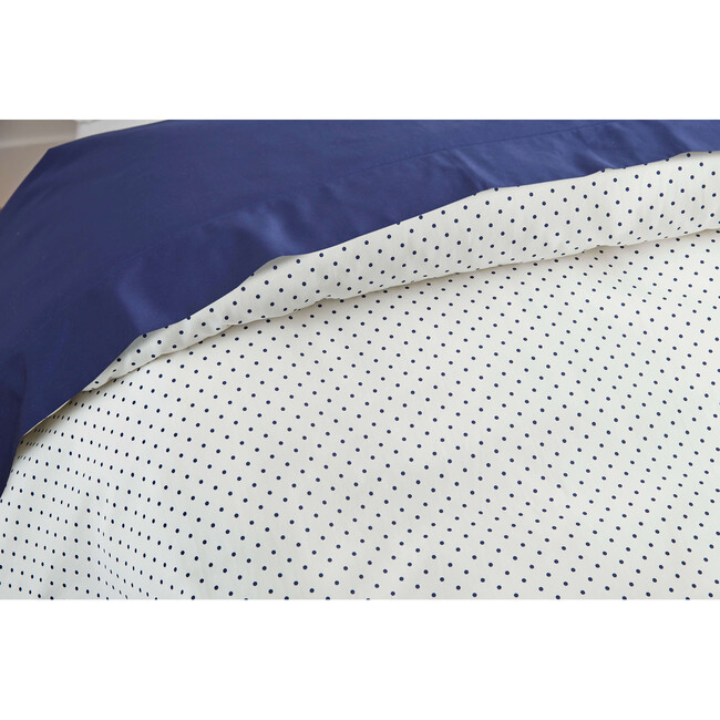 Jr. Sateen Duvet Cover & Sham Set, Classic Navy Pin Dot