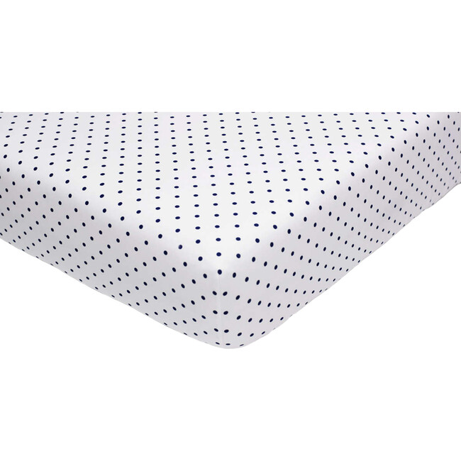 Jr. Crib Sheet, Classic Navy Pin Dot - Crib Sheets - 2