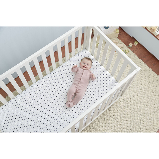 Jr. Crib Sheet, Classic Navy Pin Dot - Crib Sheets - 3