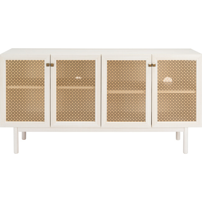Piran Media Stand, Distressed White - Accent Tables - 1