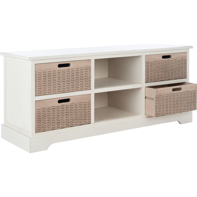 Landers 4-Drawer Media Stand, White/Sand - Accent Tables - 4
