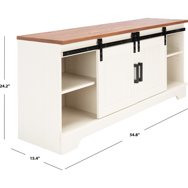 Braelynn Media Stand, Cream/Wood - Accent Tables - 5