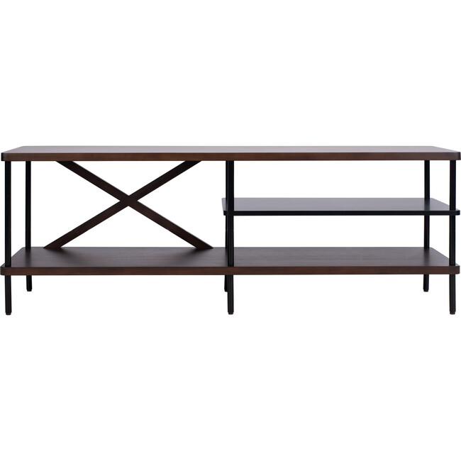 Bruno Industrial Media Stand, Dark Wood - Accent Tables - 1