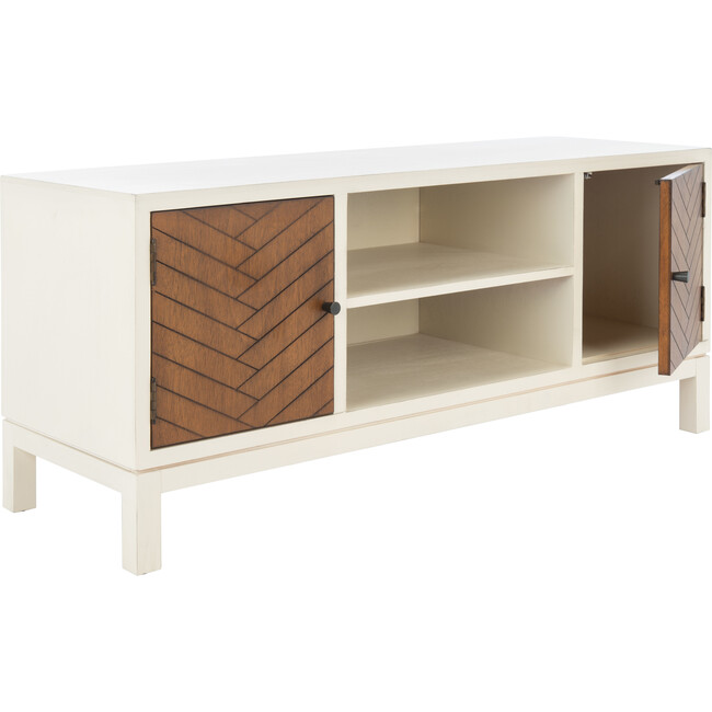 Ajana Media Stand, White/Honey - Accent Tables - 4