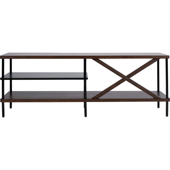 Bruno Industrial Media Stand, Dark Wood - Accent Tables - 5