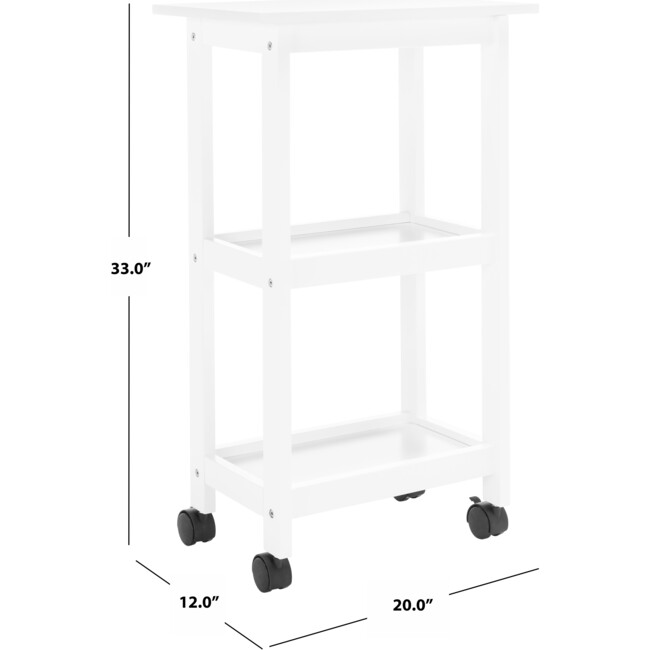 Bevin Storage Cart, White - Accent Tables - 5