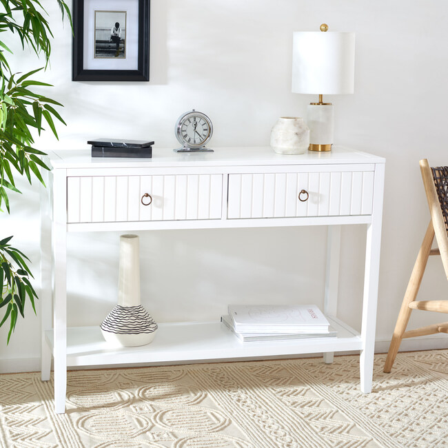 Tegan 2-Drawer Console Table, White