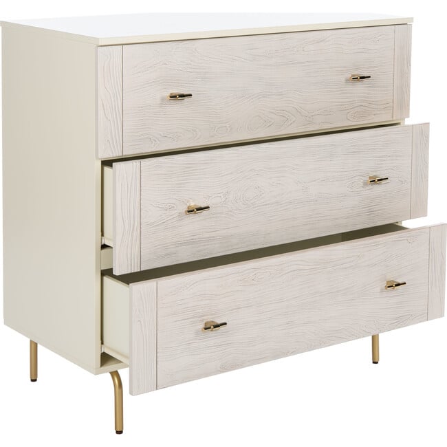 Genevieve 3-Drawer Dresser, Ecru Wood - Dressers - 4