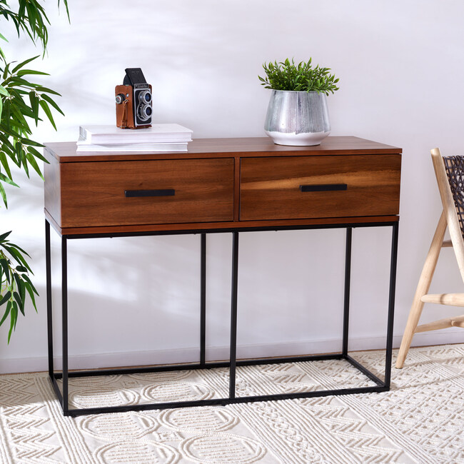 Marquise 2-Drawer Console Table, Dark Wood - Accent Tables - 2