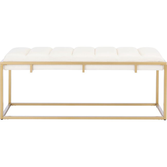 Thalam Channel Tufted Bench, White - Accent Seating - 1