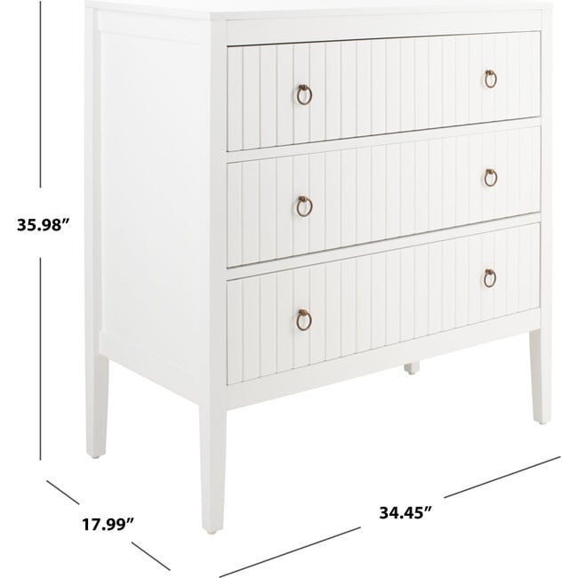 Tegan 3-Drawer Chest, White - Dressers - 9