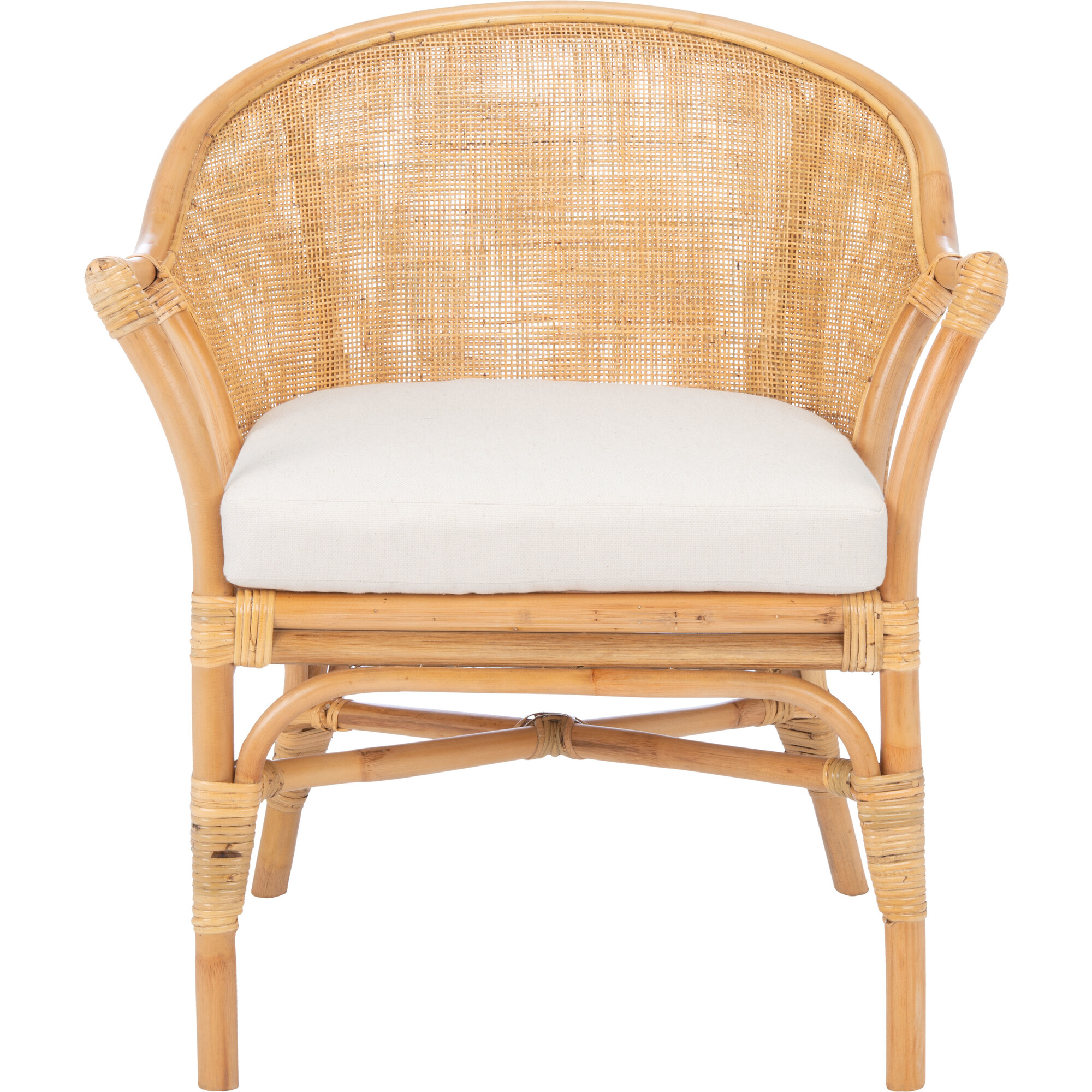 Dustin Rattan Accent Chair with Cushion, Tan - Accent Seating - 1