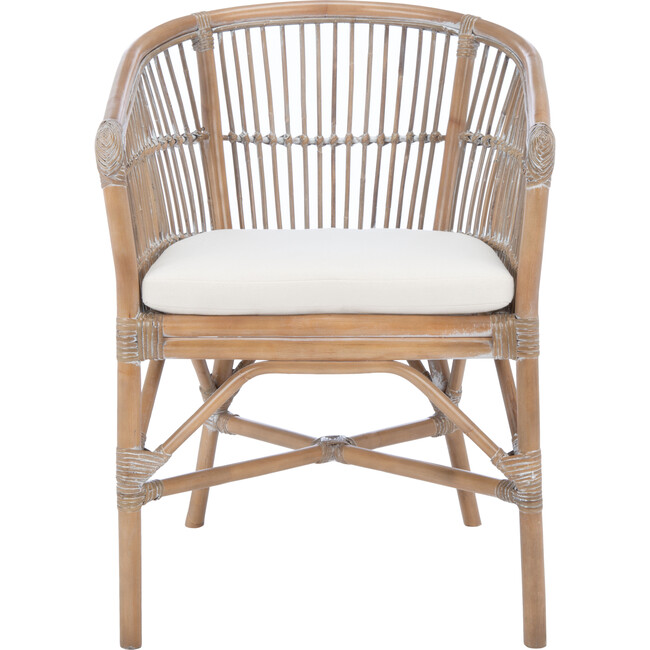 Olivia Rattan Accent Chair with Cushion, Grey Wash