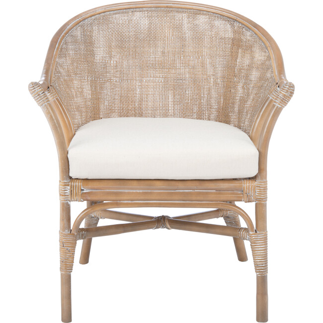 Dustin Rattan Accent Chair with Cushion, Grey Wash