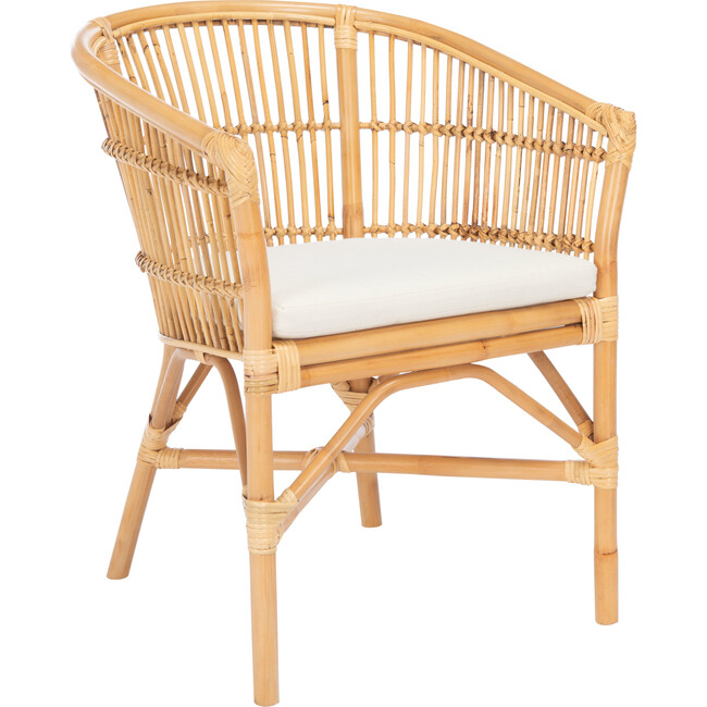 Olivia Rattan Accent Chair with Cushion, Tan - Accent Seating - 3