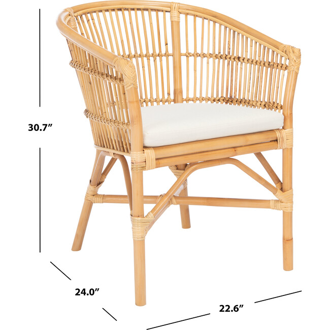 Olivia Rattan Accent Chair with Cushion, Tan - Accent Seating - 6