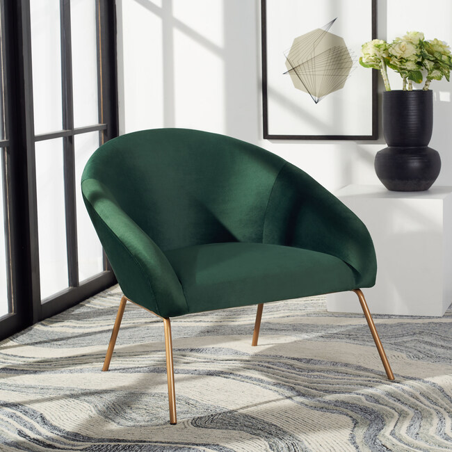 Mandi Velvet Accent Chair, Emerald