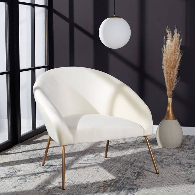Mandi Velvet Accent Chair, White