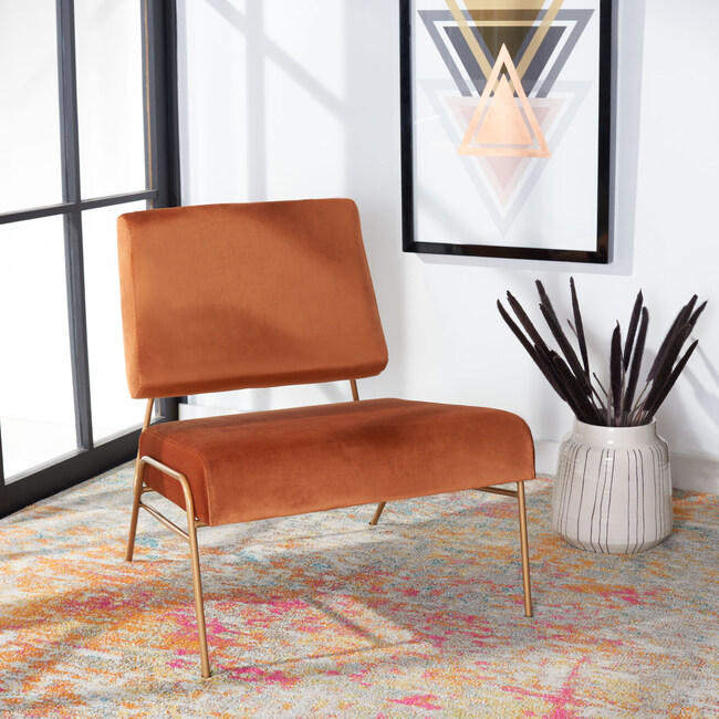 Romilly Velvet Accent Chair, Orange - Accent Seating - 2