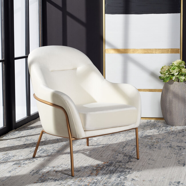 Eleazer Velvet Accent Chair, White - Accent Seating - 2