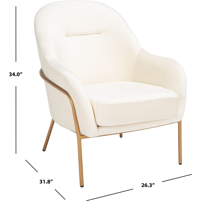 Eleazer Velvet Accent Chair, White - Accent Seating - 7
