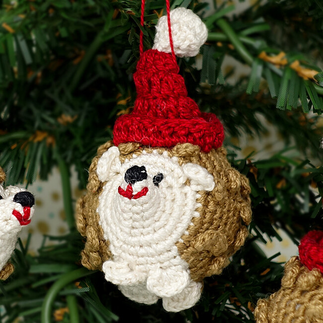 Crochet Hedgehog in Santa Hat Ornament - Ornaments - 2