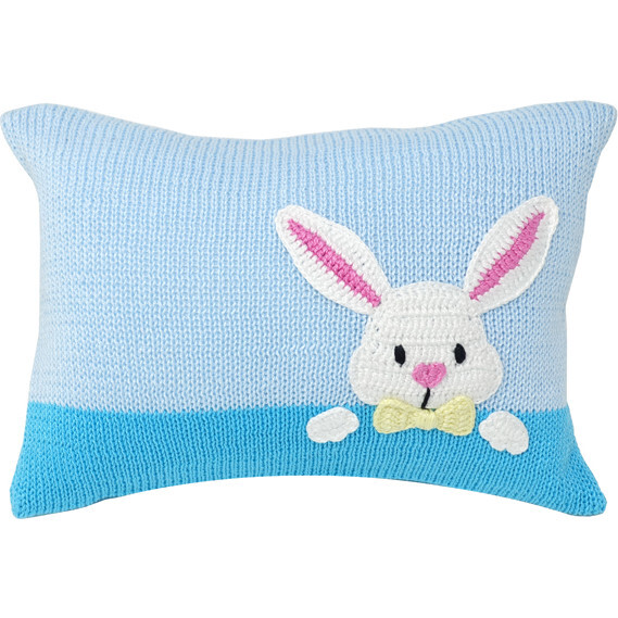 Bunny Peekaboo Mini Pillow, Blue