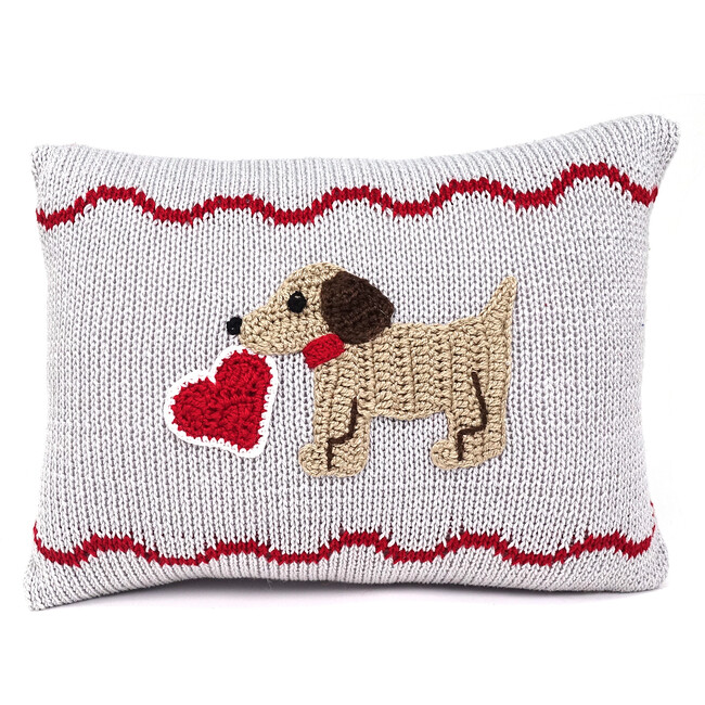 Valentine Puppy Pillow, Grey