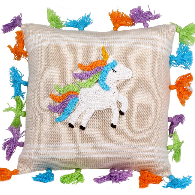 Unicorn Tassel Pillow, Multi