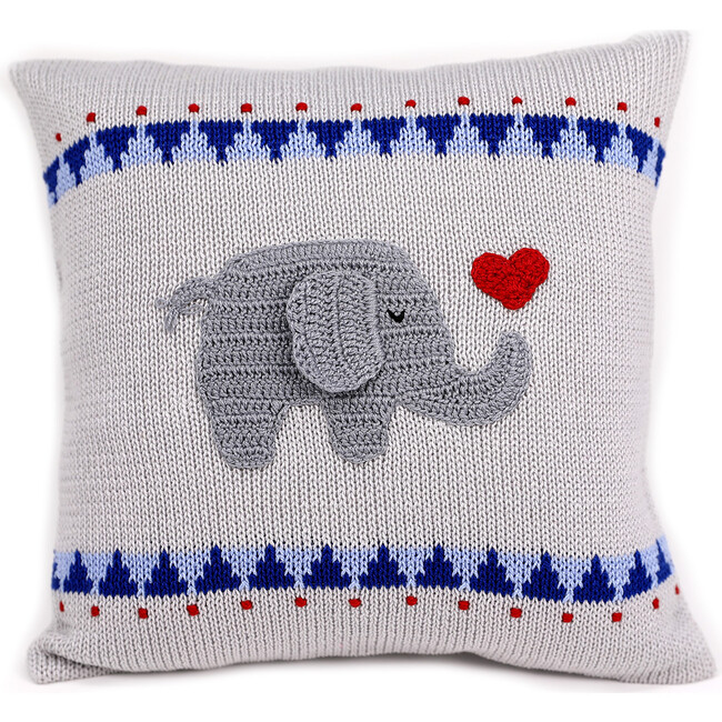 Elephant with Heart Pillow