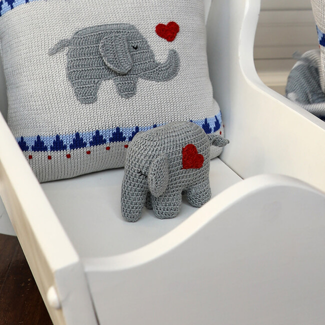 Elephant with Heart Pillow