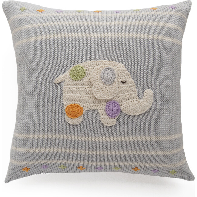 Elephant with Spots Pillow, Grey Multi