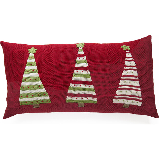 3 Striped Tree Pillow, Red