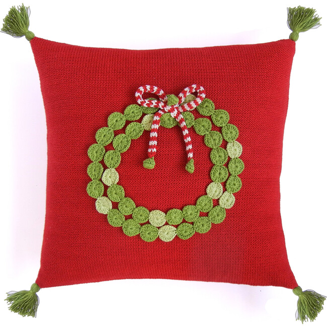 Wreath Pillow, Red