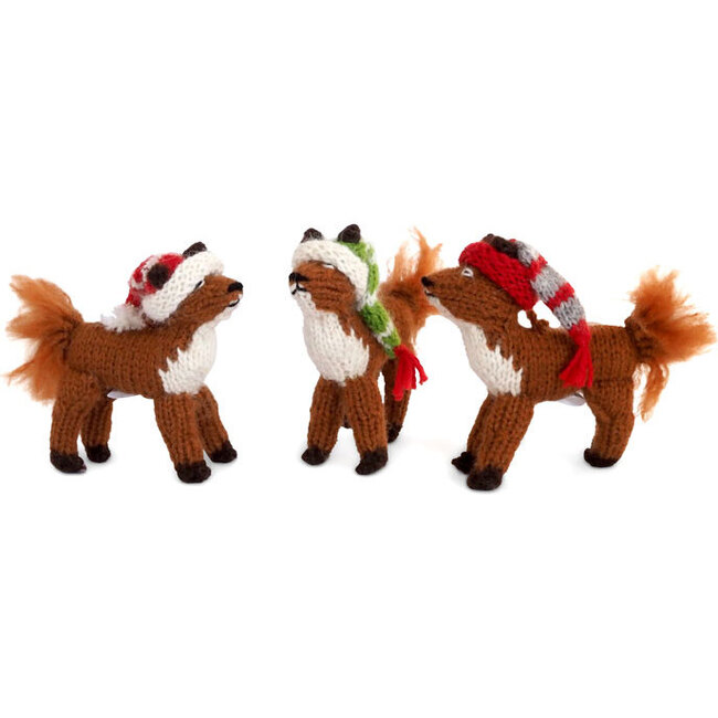 Fox with Hat Ornaments, Set of 3