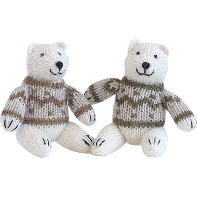 Set of 2 Sitting Polar Bear Ornaments