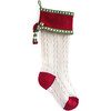 Cable with Bow Stocking, Ecru - Stockings - 1 - thumbnail