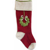 Wreath Stocking, Red/Ecru - Stockings - 1 - thumbnail