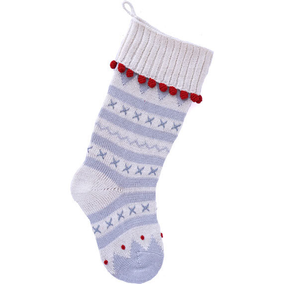 X-Stitched Stocking, Grey/White
