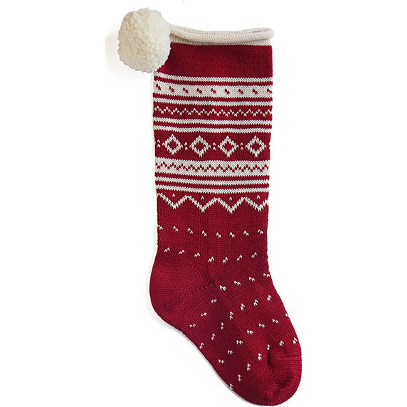 Nordic Roll-Cuff Stocking, Red