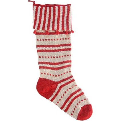Candy Cuff Dot & Stripe Stocking, Red - Stockings - 1
