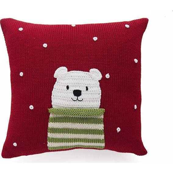 Polar Bear Pillow, Red