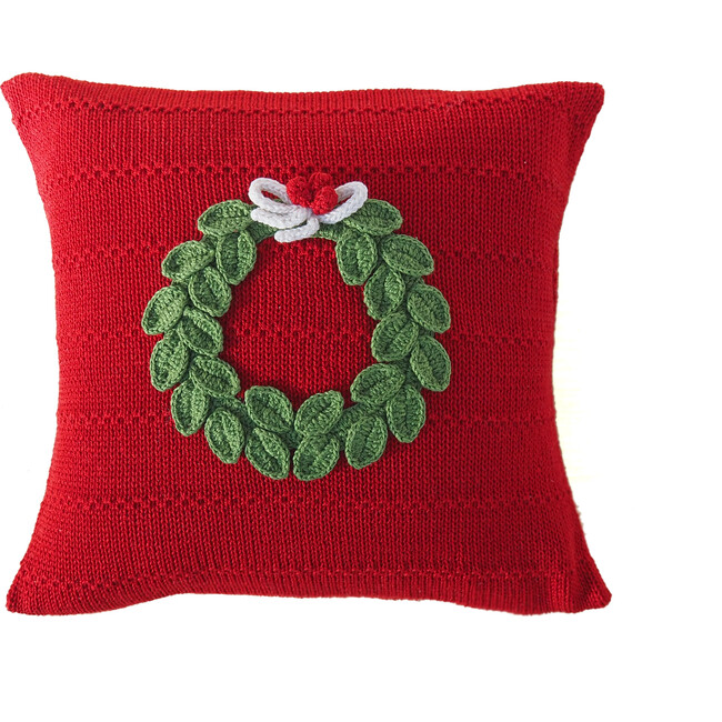 Wreath Textured Pillow, Red